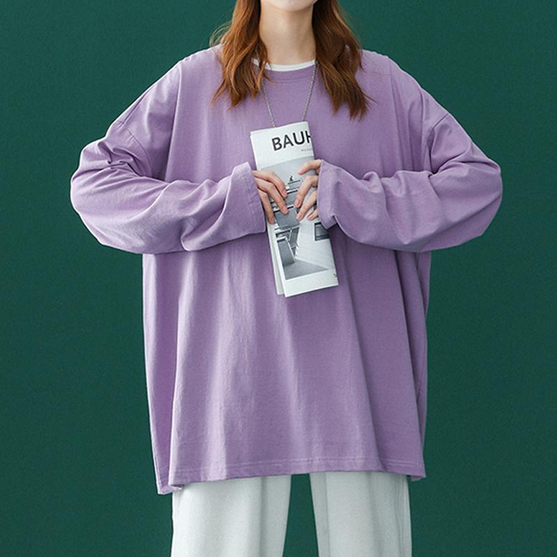Frühling Herbst Paar Langarm T-Shirt Damen Basic T-Shirt Oversize T-Shirt Mann Lässig O-Ausschnitt Damen T-Shirt