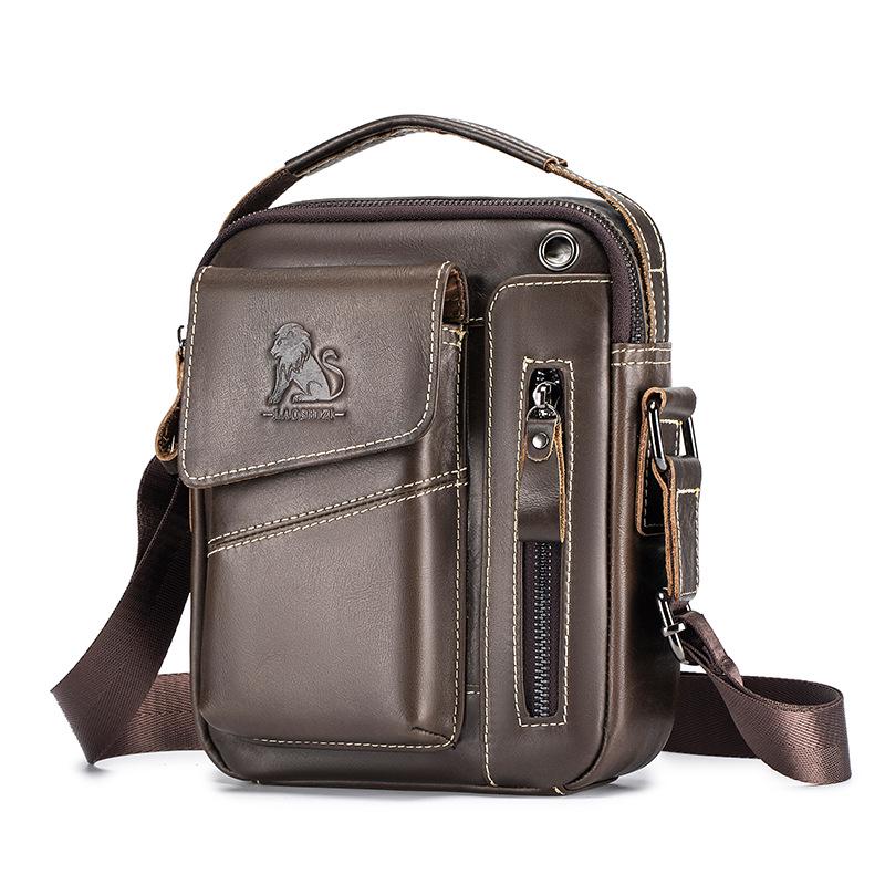 STEEL LION Men's Cowhide Leather Crossbody Sports Bag - Durable, Fashionable, Mini Handbag