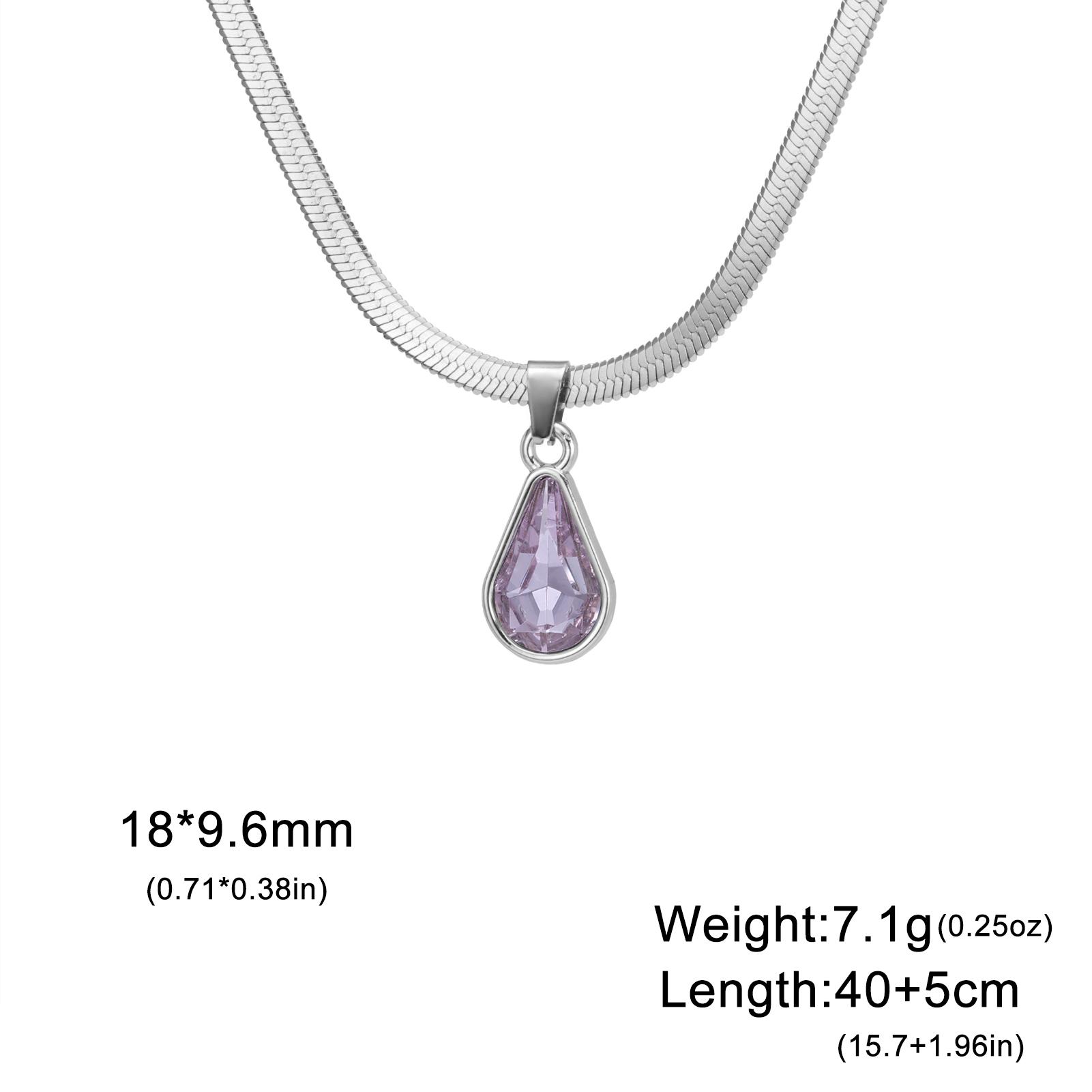 Skyrim Fashionable rhinestone droplet necklace stainless steel color inlaid rhinestone snake chain necklace jewelry gift 40-45cm