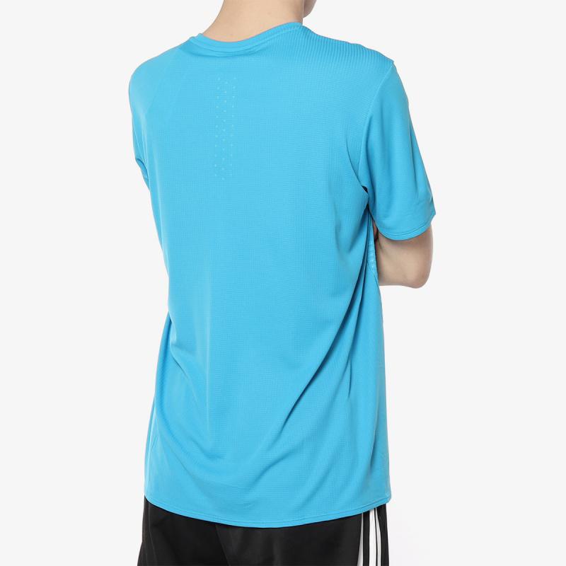 Adidas Running Sports Round Neck Short Sleeve T-Shirt Men Tops Aqua-Blue DQ1849