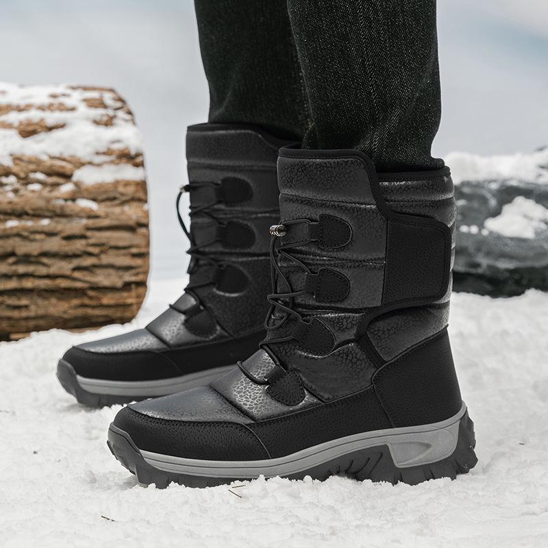 Fashion 2025Warm Men Plush Snow Boots High Top Winter Men's Boots Waterproof Winter Motorcycle Outdoor Anti-Slip Men Hiking