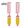 Youthful Look Fashion Accessories 1 Pair Teacher Earrings for Women Cute 2D Acrylic Crayon Pencil Backpack Stationery Themed Jewelry Teachers Number