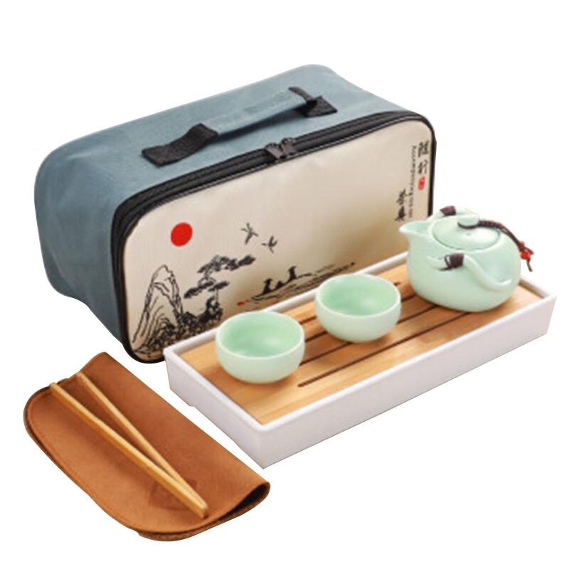 

Tuopai Portable Ceramic Tea Set with Wooden Tray - Penguin Pot