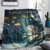 1PC Custom Name Autumn Owl Patterned Flannel Blanket Suitable For All Seasons for Home Decor Warmth and Comfort Gifts Holiday Present_lx