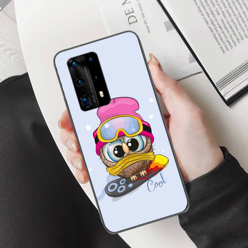 New Cute Owl Hearts Lover Christmas Phone Case For Huawei Mate 40 30 20 Pro 10 Pro Huawei P50 P40 P30 Lite P20 P10 Lite Cover