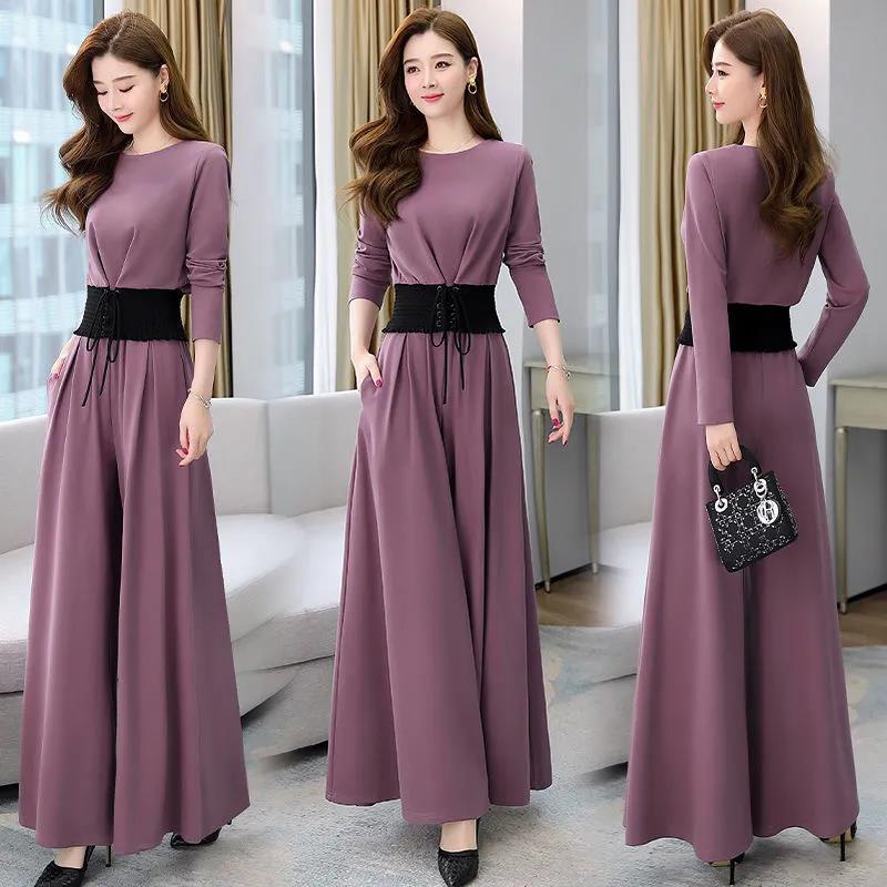 European Women's Two-piece Suit with Wide Trousers Spring Collection Autumn Plus Size Rejuvenation Fashion