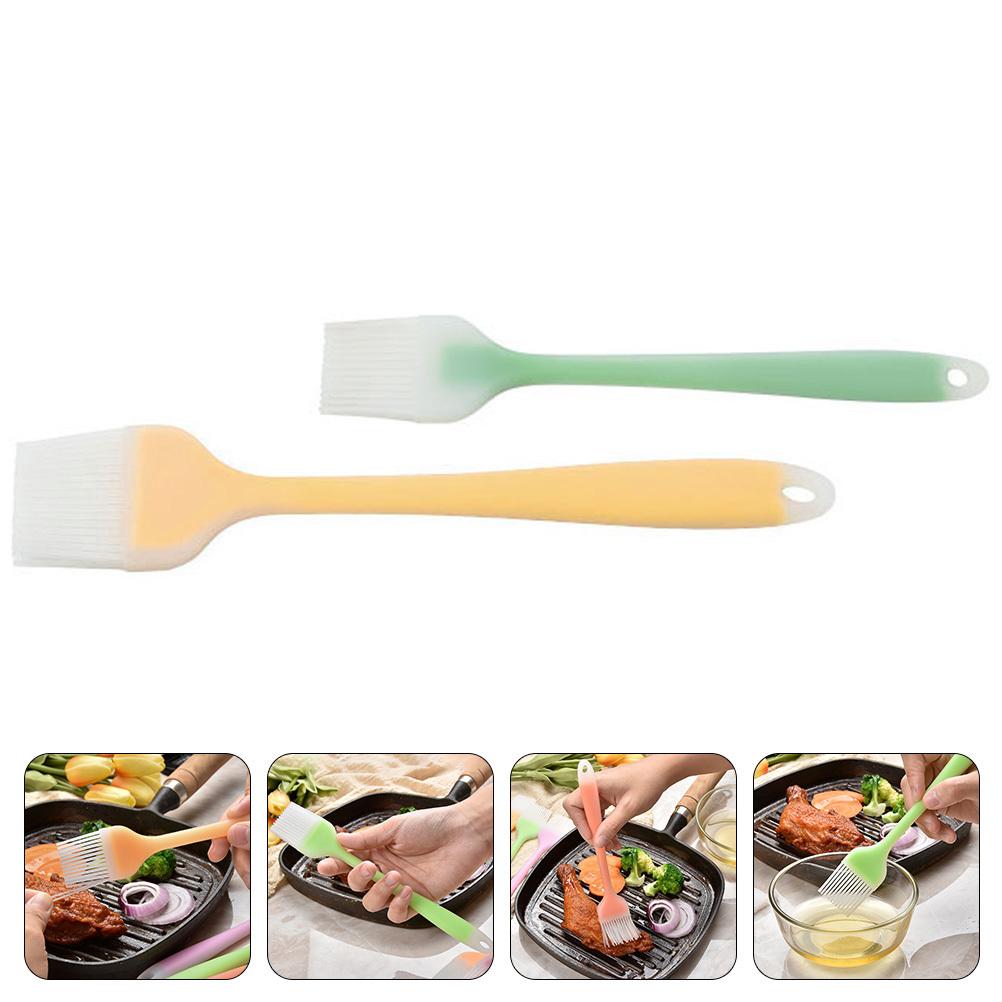 2Pcs Basting Brush Silicone Bbq Grilling Baking Sauce Oil Portable Easy Clean Kitchen Tool Basting Brush