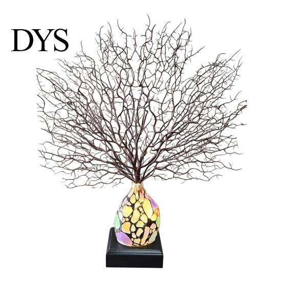 Creative Gift for Home Tree of Life Resin Night Light, Colorful Gemstone Mosaic LED Table Lamp with Solid Wood Base Base, Vintage Art Desktop
