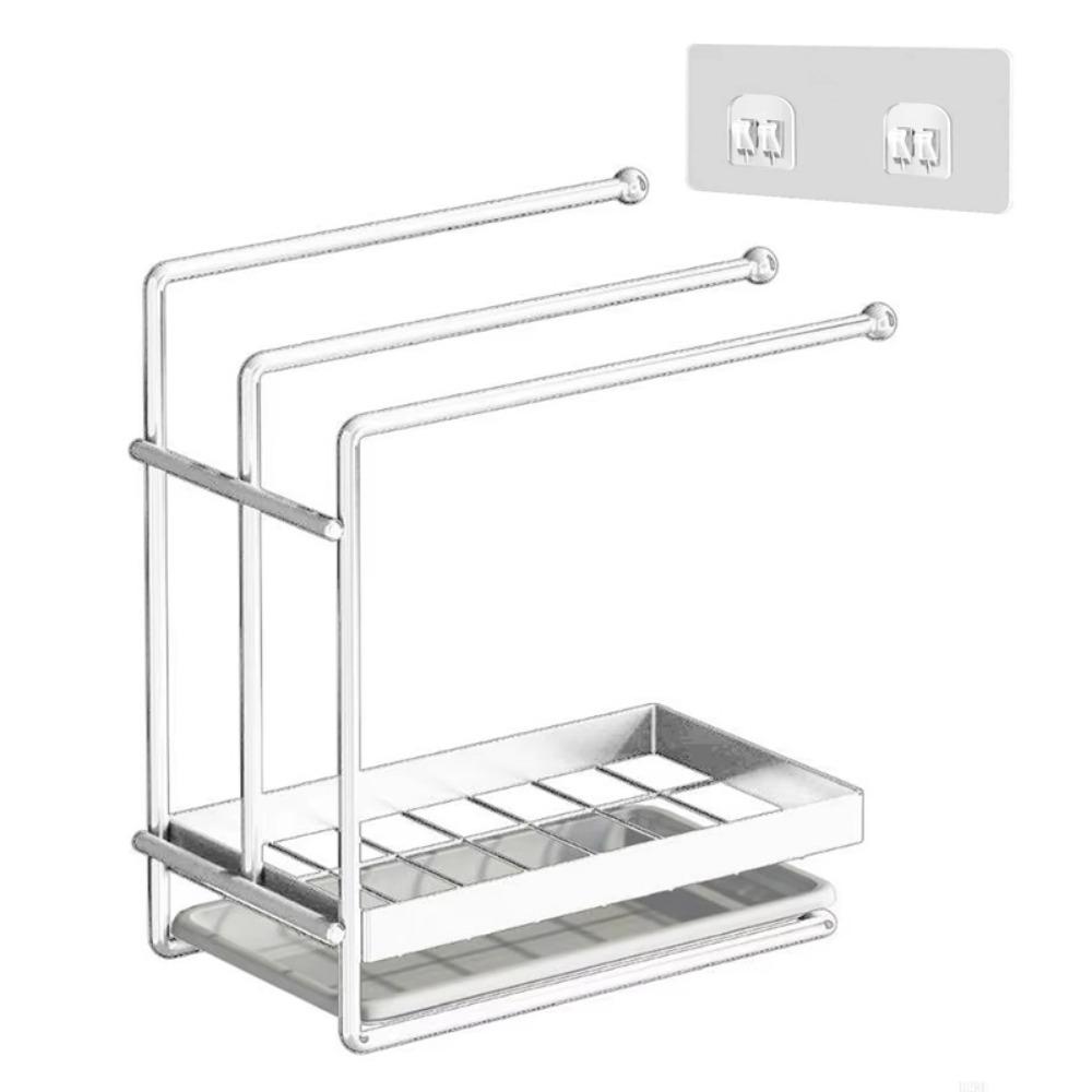 Waterproof Kitchen Sponge Rack Modern Kitchen Storage Stand  Kitchen Storage Supplies White with Hook