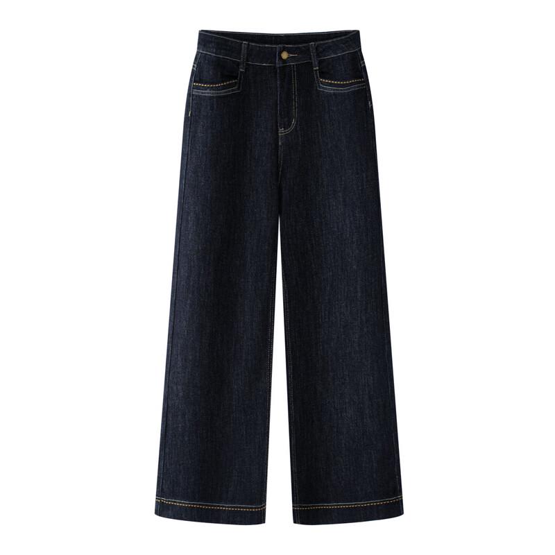 Women's 2025 Autumn/Winter High-Waist Fleece-Lined Wide-Leg Straight Jeans