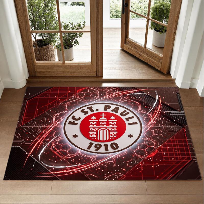 FC St. Pauli Football Design Crystal Velvet Rug Soft Decorative Mat for Bedroom Entrance