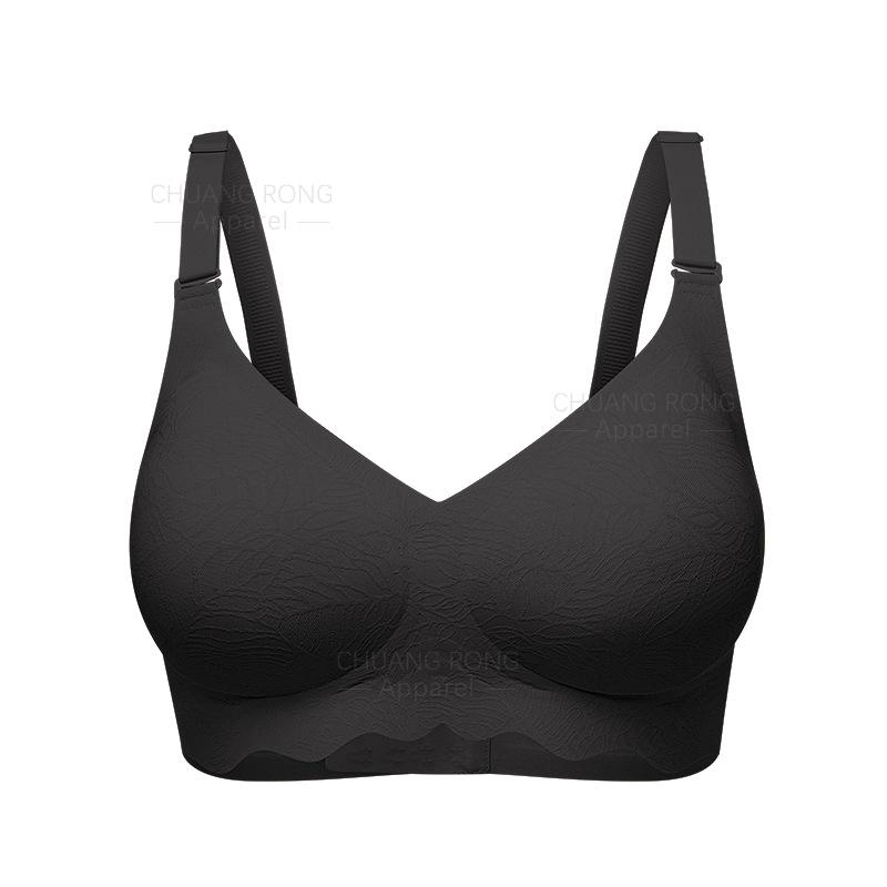 

Naked comfortable jacquard jelly glue underwear women s foundation summer seamless European and American waves thin large size bra S