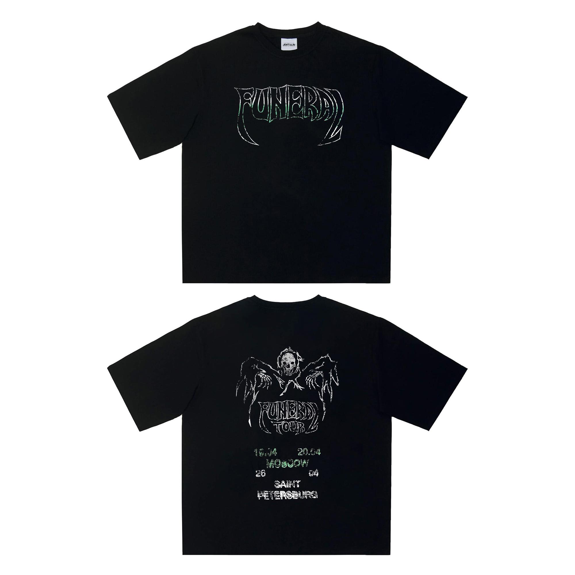 

Harajuku Oversized Streetwear Mens Tshirt Funeral tour CMH Graphic Print Top Cotton Hip Hop Punk Short Sleeve Clothing Goth Y2k S