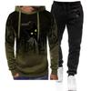 Schwarze Katze Lustiger Logo-Aufdruck Frühling und Herbst 2026 Herren Anti-Kollisions-Hemd Farbverlauf Mode Kapuzenpullover Hosenanzüge