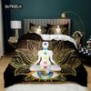 Buddha Duvet Cover Set Indian Art Bohemian Mandala Zen Themed Bedding Set Meditation Buddhist Lotus Floral Polyester Qulit Cover