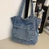 Classic Denim Tote Bag for Women – Lightweight & Durable with Front Zip Pocket, Perfect for Everyday Use
