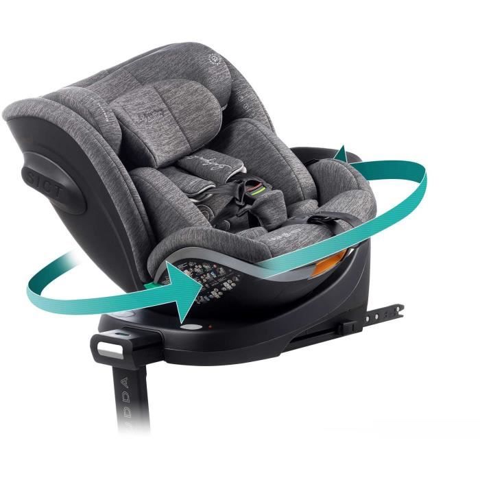 Car Seat - BABYAUTO - SCUDDA GREY DOBBY - From Birth To 12 Years - 0-36 Kg - I-Size - ISOFIX - 360° Swivel - ECE R129