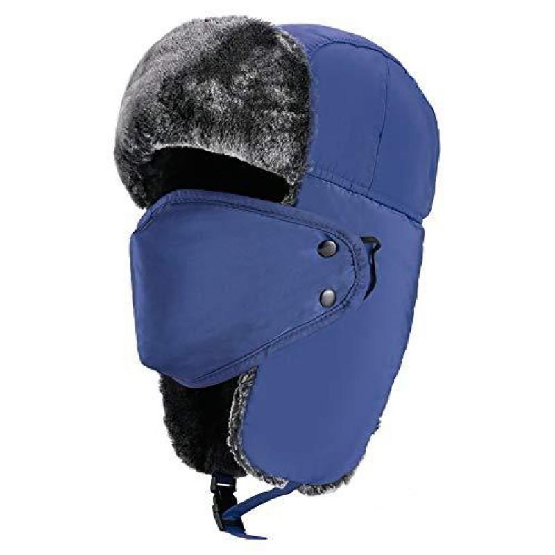 Unisex Winter Warm Hat With Ear Neck Protection Windproof Ski Cap Foldable Adjustable Beanie