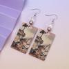 Gold Color Tree Of Life Design Relievo Printing Acrylic Earrings For Women Vintage Style Trend Lithe Daily Wearing Jewelry