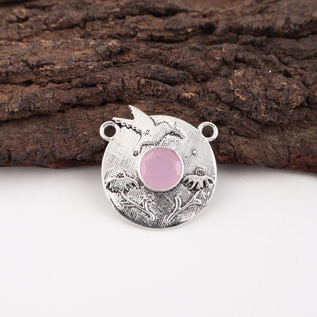 Rose Chalcedony Handmade Gemstone Pendant, 925 Solid Sterling Silver Pendant Antique Jewelry, Pendant For Engagement Gift