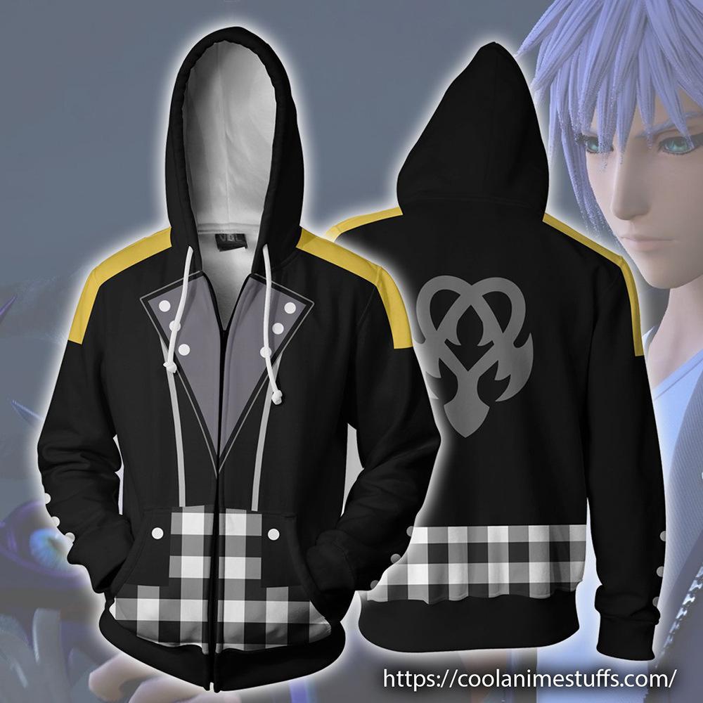 Game Kingdom Cosplay Hearts Sora Cosplay Costume Hooded Sweatshirt Sora Casual Sweatshirt Zippered Coat