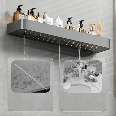 Bathroom Shelf Convenient Punch-free Gray Wall-mounted Towel Rack Bathroom Household Items Bathroom Home Practical Storage Rack