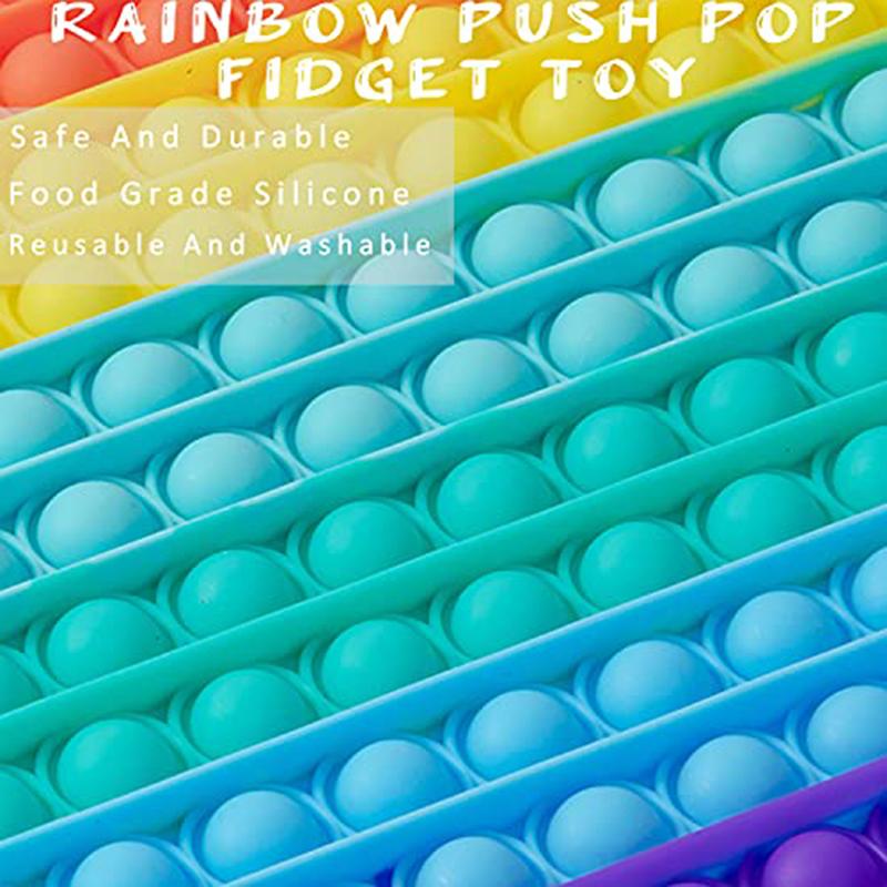 Rainbow Square Round Fidget Toys Push Bubble Sensory Toys Big Size 20cm Autism Needs Squishy Stress Relief Toys Children Gifts