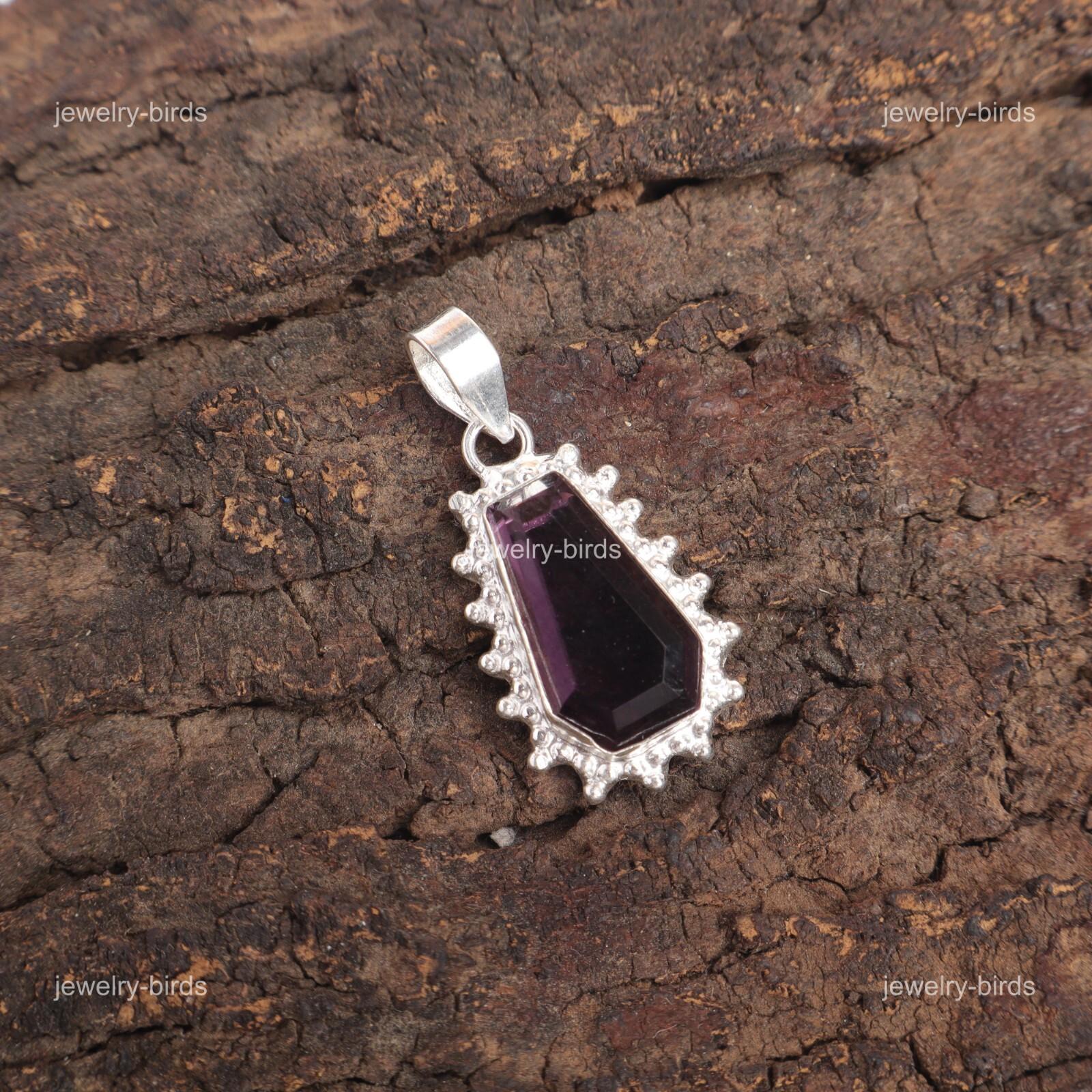 

Coffin Amethyst Stone Trendy Daughter Gift Engagement Pendant Jewelry 925 Silver PP-54-2