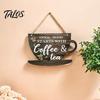 Rustic Home Wall Decor Wooden Coffee Bar Signs, Themed Hanging Sign, Cup Cafe Accessories Shape & Round Wood Plaque for Farmhouse Kitchen Corner