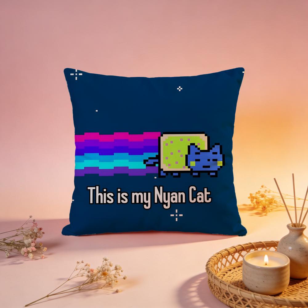 

Hot Nnyan Catful Cushion Cover Comfortable Durable Pillow Cover MultiScene for Home Office Car Sofa 30X30cm