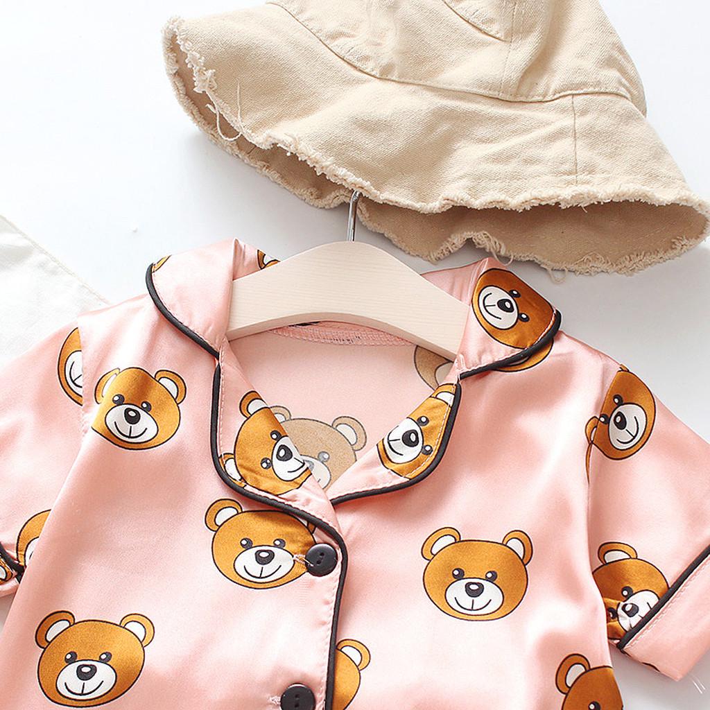 Toddler Kids Baby Boys Girl Cartoon Pajamas Sleepwear T shirt Shorts Clothes Set