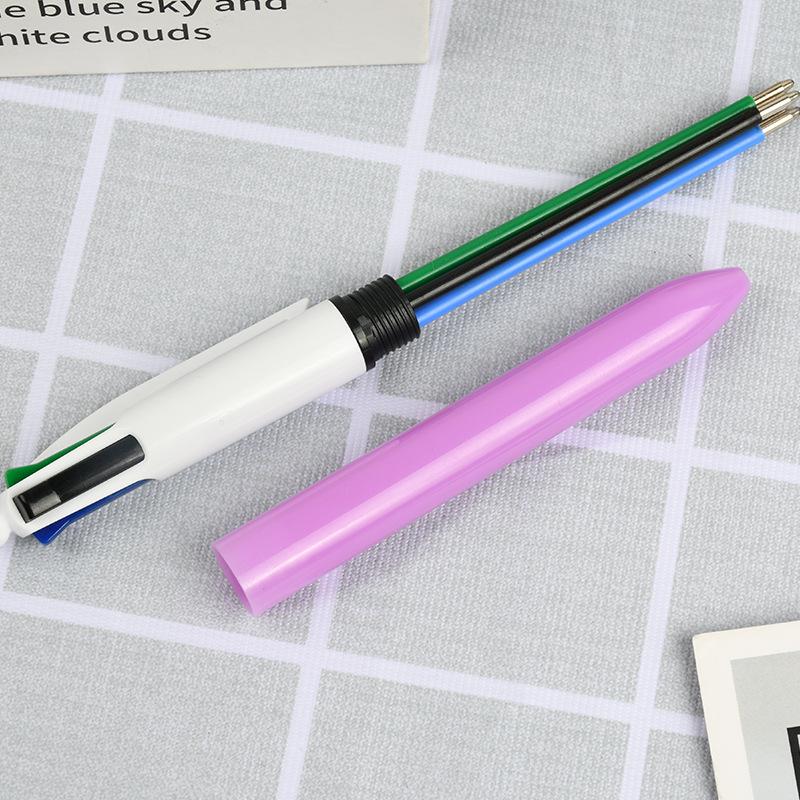 Four-Color Push Ballpoint Pen with Logo - Multi-Color Student Gift & Exhibition Pen