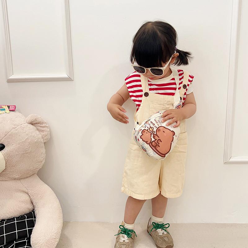 Capybara Cute Cartoon Children Shoulder Bag Durable Polyester Lining Activities