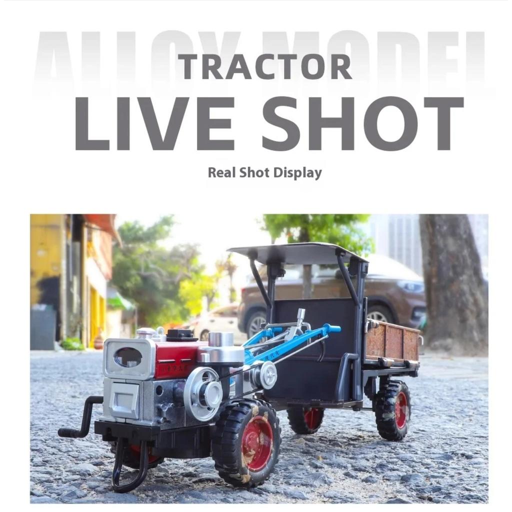 Spary 1/24 Walking Tractor Alloy Diecast Metal Model Sound and Light Old Spray Paint Toy Birthday Present for Childrens Kids Toy