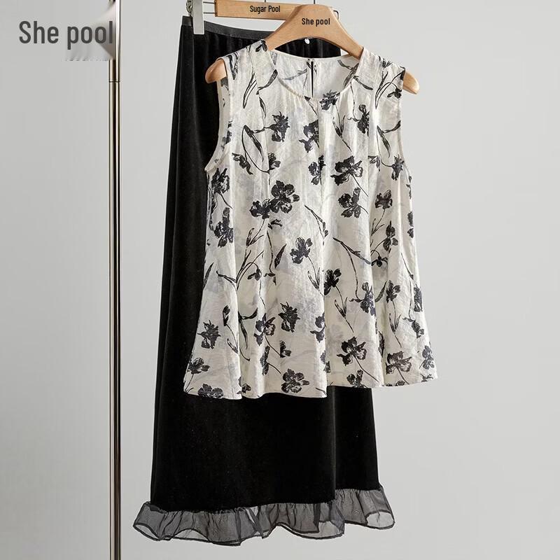Women s Lyocell Linen Ink Print Sleeveless Vest 2XL