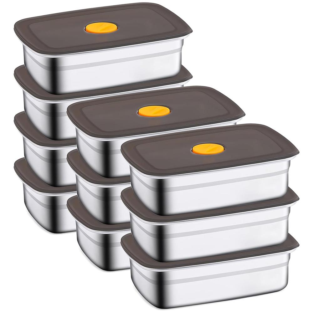 Stainless Steel Food Storage Stackable Meal Prep Boxes for Kitchen Fridge Lunch Ideal for Meal Prep Travel Kitchen Storage