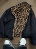 Men's Trendy Vintage Leopard Print Reversible Cotton Jacket with Thickened Anti-Rabbit Fur - American Retro Winter Coat