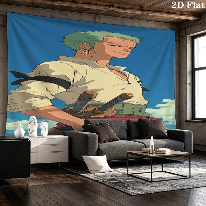 One Piece Roronoa Zoro Wall Tapestry Aesthetic Wall Hanging Printed Fabric Blanket Decorative Tapestries For Bedroom Living Room Home Decor