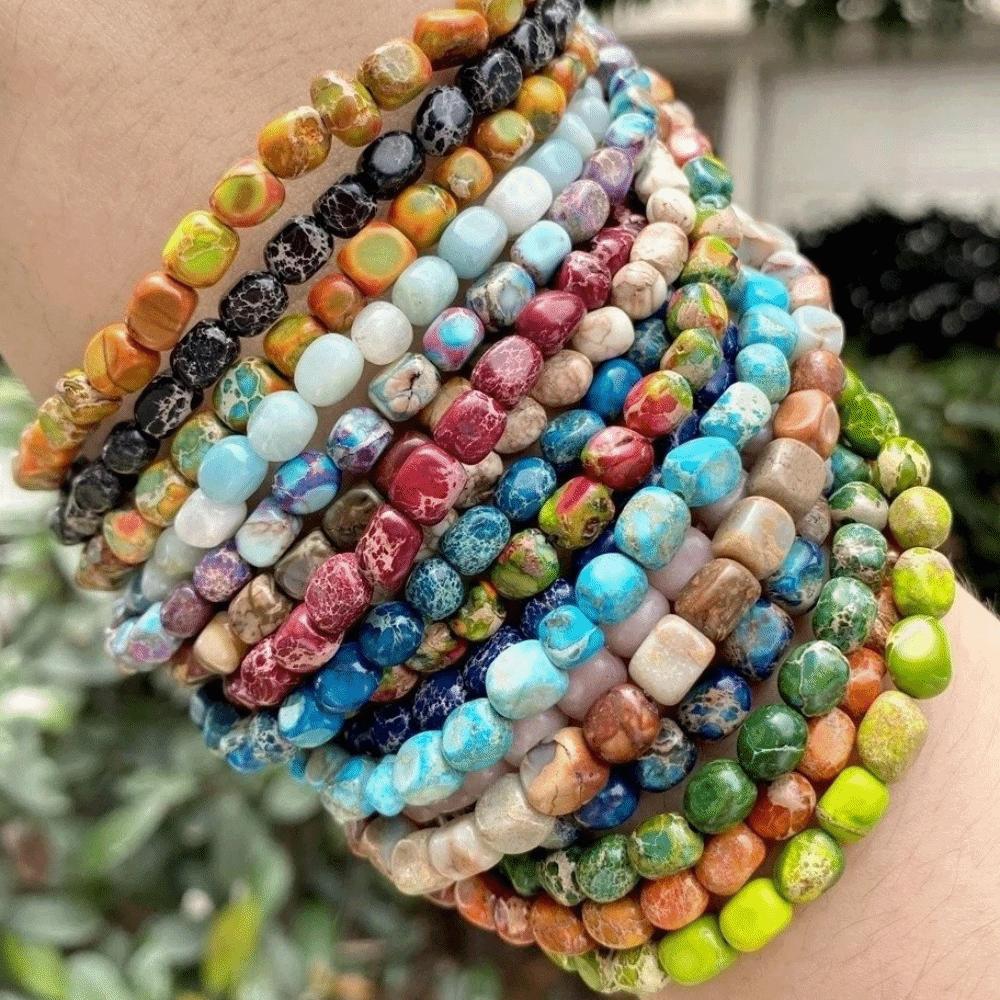 Irregular Emperor Stone Scattered Pearls Exquisite Square Spacer Beads  Jewelry Accessories