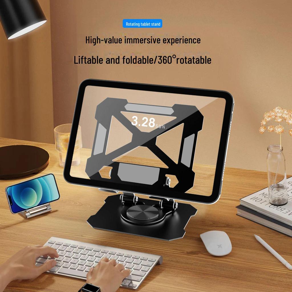 360° Rotating Aluminum Alloy Desktop Tablet Stand with Cooling Feature