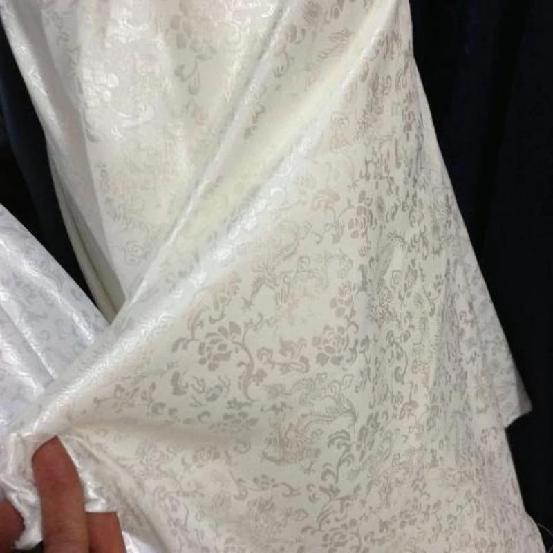 Wide 110cm Antique-style Jacquard Silk Fabric Weave Brocade and Dragon Pattern Fabric Super Soft Training Suits Hanfu Tang Suits