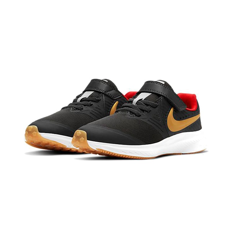 Nike Star Runner 2 Slip Resistant Abrasion Resistant Low top Kids' Running Shoes Black Gold Red AT1801-010