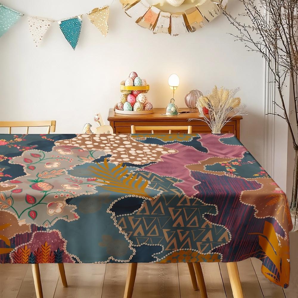 Bohemian Pattern Rectangle Table Cloth for Table Decor Holiday Party Waterproof Reusable Tablecloth for Table Kitchen Dining
