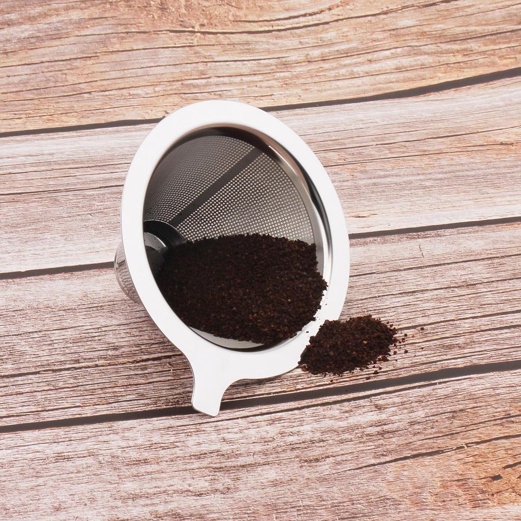 Pour Over Reusable Paperless Double  Mesh Design Coffee Filter for 1-2 Cups, Stainless Steel Cone Coffee Dripper