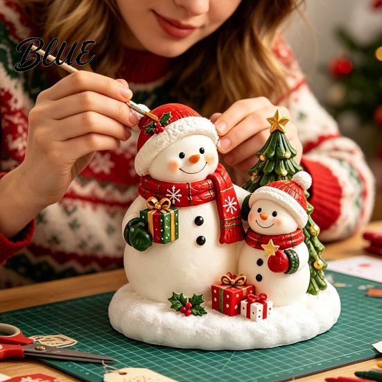 DIY Gypsum Ornaments for Kids Christmas Plaster Painting Kit Cute Xmas Tree House Santa Snowman Holiday Craft Activities Families Figurine