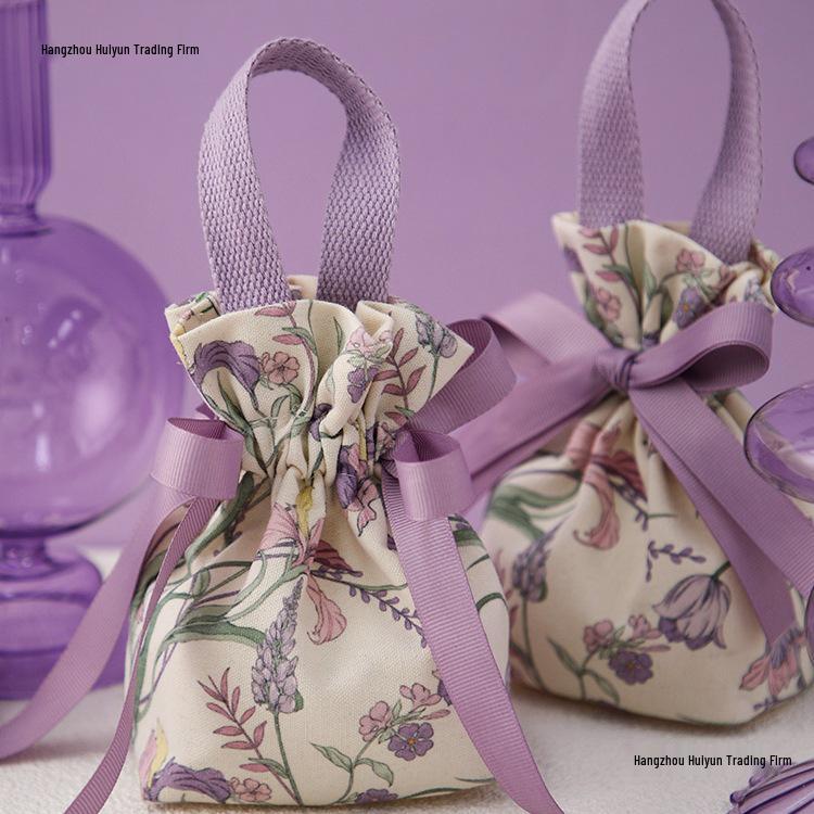 Wedding Candy Box and Bag Set - Reusable Cloth Bag and Empty Box for Wedding Favors and Packaging