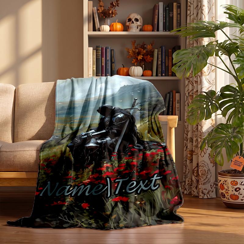 Medieval Knight Custom Flannel Blankets Soft Warm Cozy Throws for Home Decor Holiday Gifts