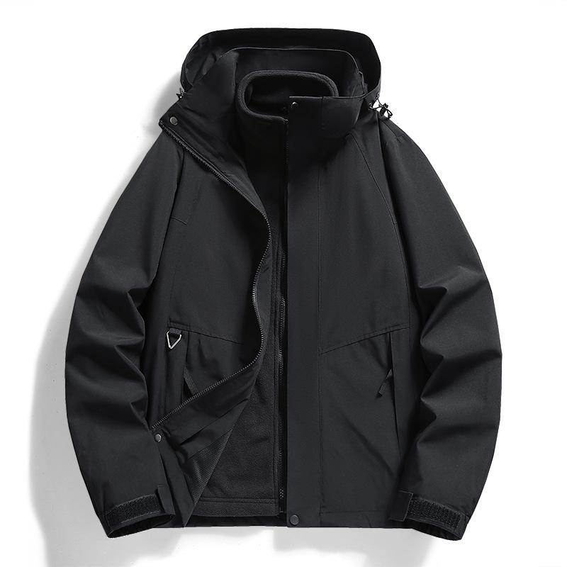 

Autumn and Winter New Outdoor Couple Jacket Two-piece Set Cold-proof Three-in-one Mountaineering Clothing Trendy Workwear Hooded Jacket 6XL