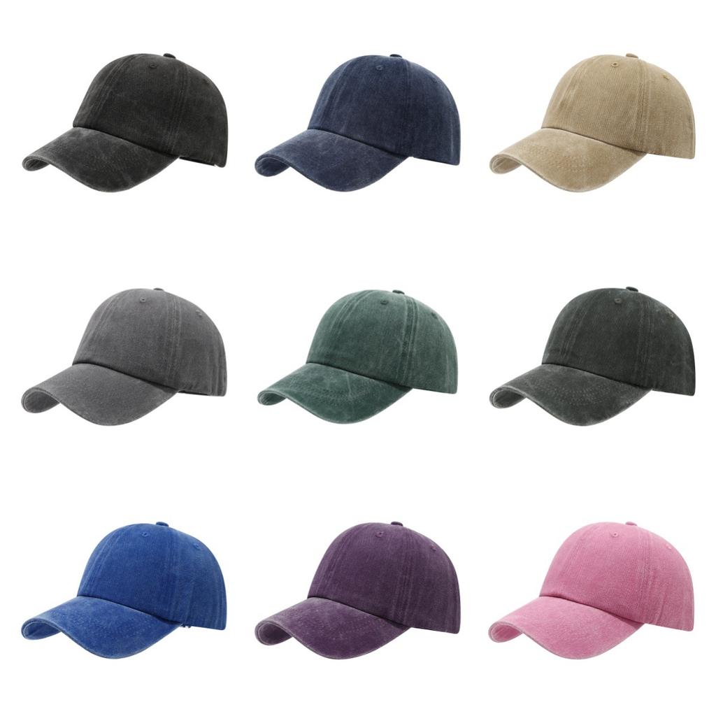 Washed Baseball Cap Hat Solid Color Curved Brim Cowboy Sun Hat Distressed Washed Baseball Cap