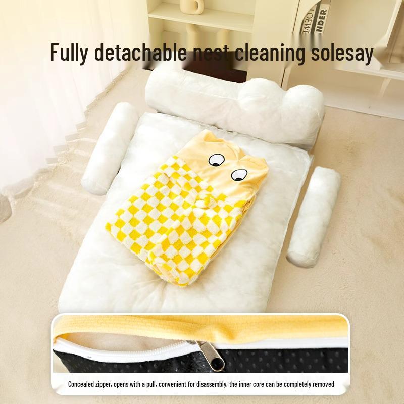 Cozy All-Season Dog & Cat Bed: Warm, Removable, Washable Cushion